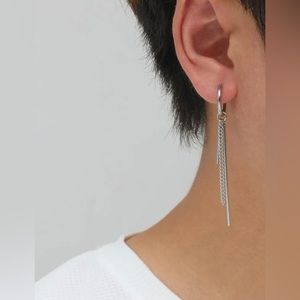 ⛓ Unisex Stainless Steel Chain & Stick Earrings NWT